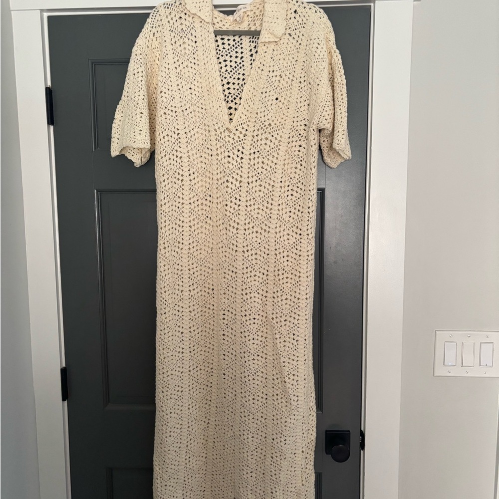 Maurie + Eve Open-Knit Maxi Dress in Ivory